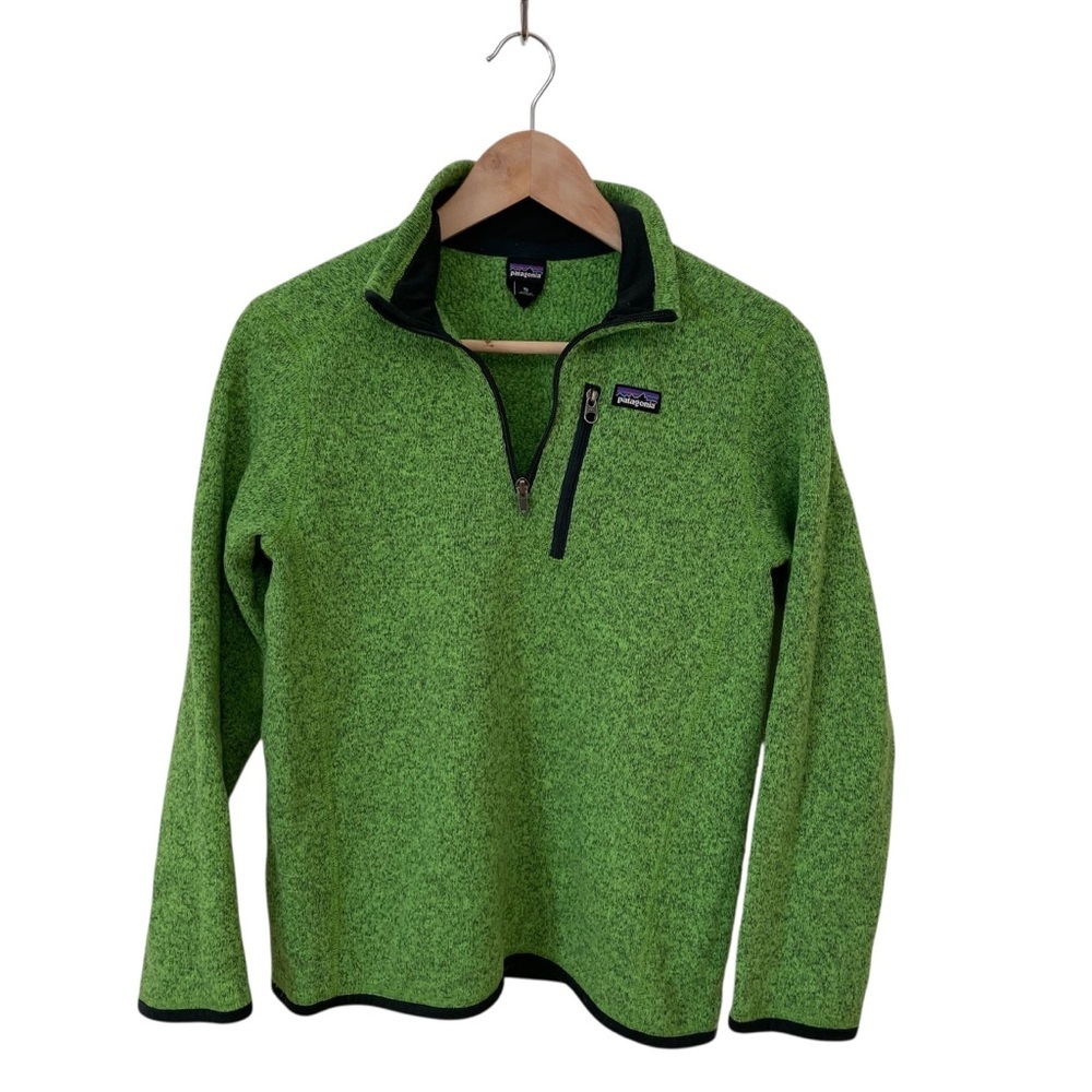 Patagonia Kids Boy’s Green Better Sweater Pullover Quarter Zip Sweatshirt XL 14